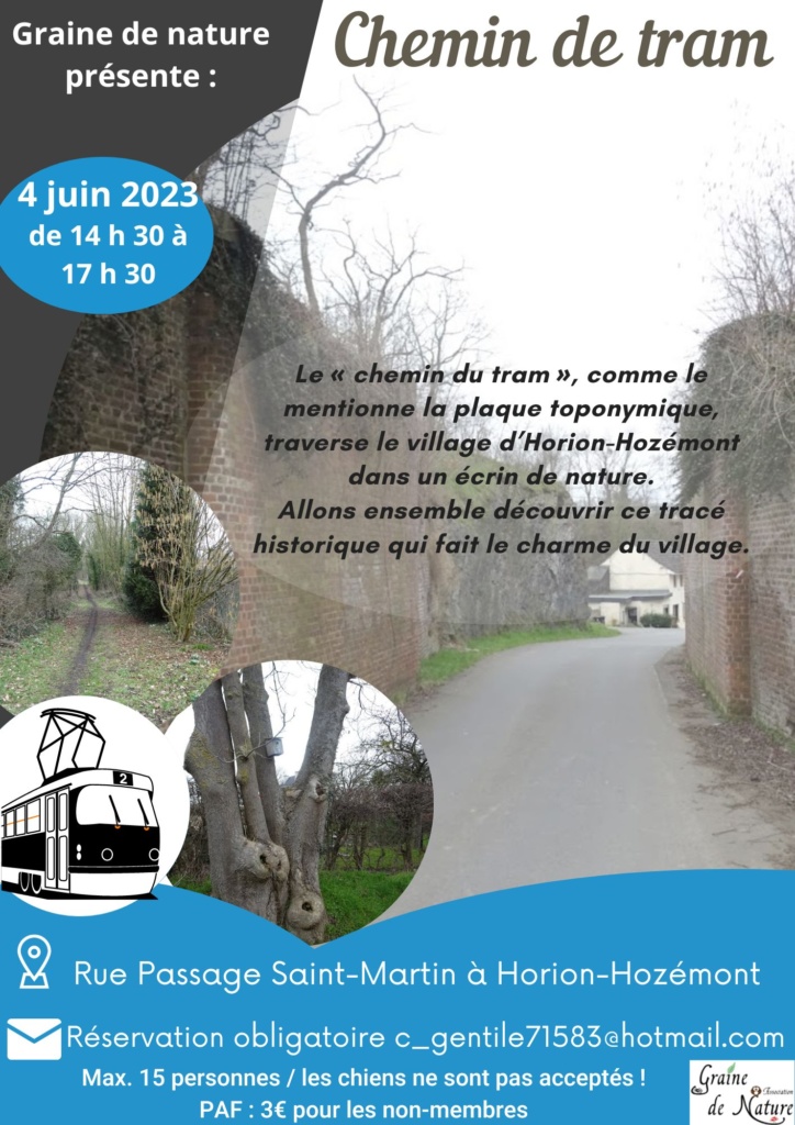 Attention, changement d'horaire ! LA balade aura lieu l'après-midi !
14h30 à 17h30 !
